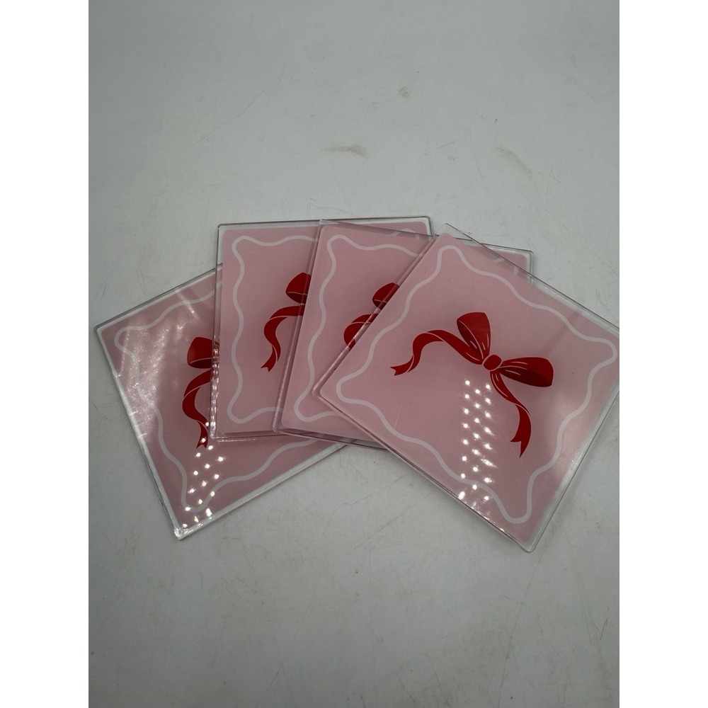 Target Bullseye Playground Valentine's 2026 4 Pink Bow Coquette Acrylic Coasters